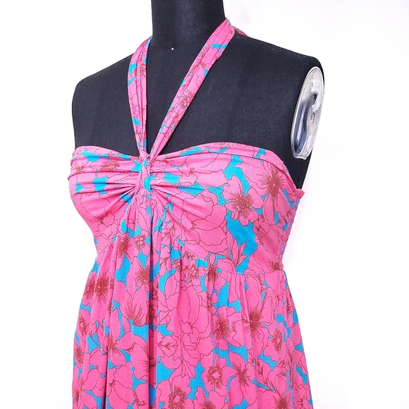 Xirena Barbiecore Adley Floral Halter Vacation Vibrant Colors Maxi Dress - Picture 4 of 15